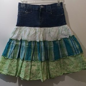 Candie's Denim and Cotton Bohemian Layered Skirt